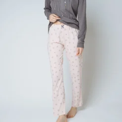 Pyjama deux pièces, pantalon imprimé Coton Femme rose