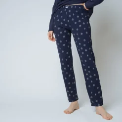 Pyjama deux pièces, pantalon imprimé Coton Femme bleu