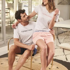 Pyjama en coton gris - chine/rose