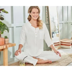 Pyjama GAZELONG blanc en coton