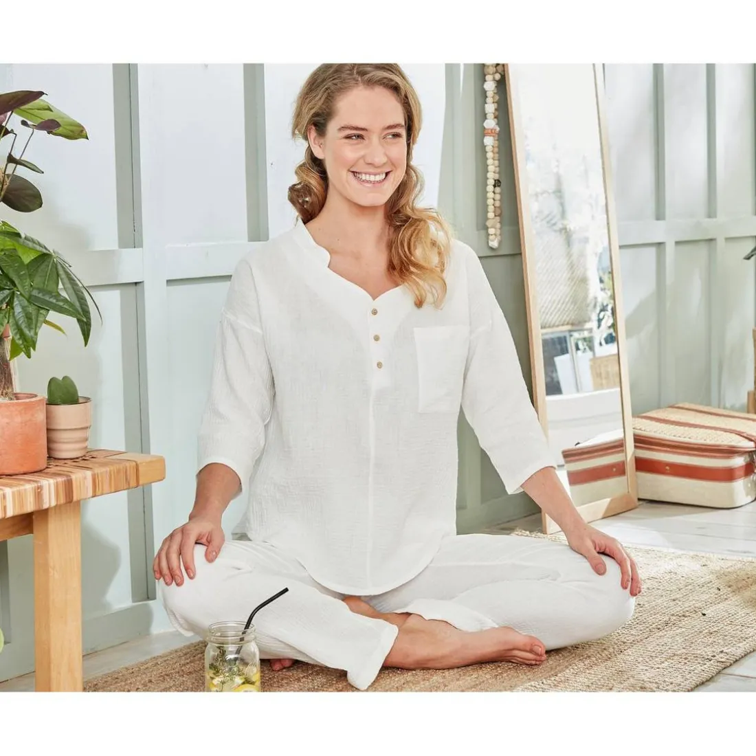 Pyjama GAZELONG blanc en coton