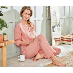 Pyjama GAZELONG rose clair en coton
