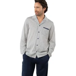Pyjama long col ouvert homme Mercerisé Eminence multicolore en coton