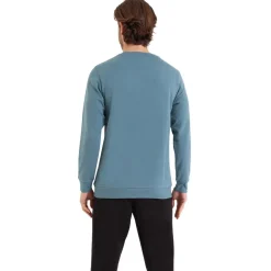 Pyjama long col rond homme Molleton Athena noir en coton