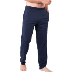 Pyjama long col V homme Business Eminence bleu en coton