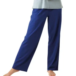 Pyjama long femme Confort Maille Athena bleu en coton