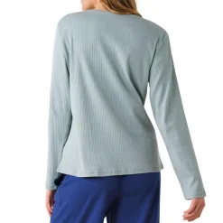 Pyjama long femme Confort Maille Athena bleu en coton