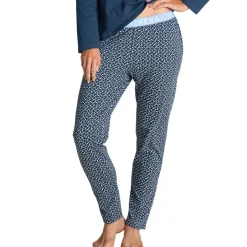 Pyjama long femme EASY bleu en coton