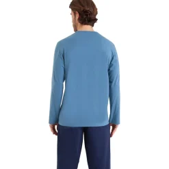 Pyjama long homme Chic Athena bleu en coton