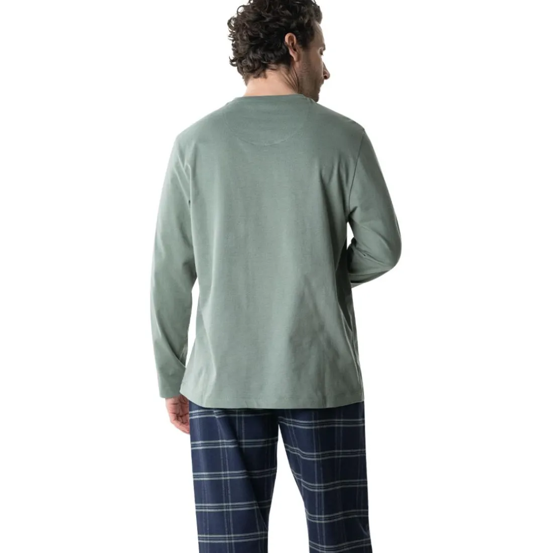 Pyjama long homme Jersey/Flanelle Eminence vert en coton
