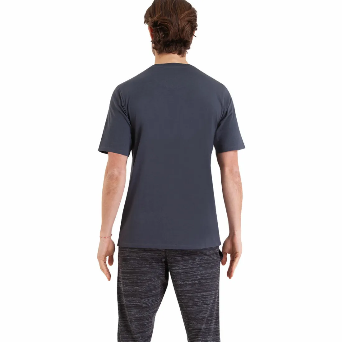 Pyjama long manches courtes Homewear gris en coton pour homme