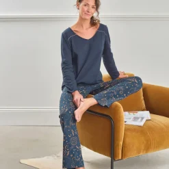Pyjama LOUNA bleu marine en coton