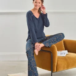 Pyjama LOUNA bleu marine en coton