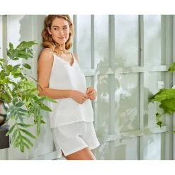 Pyjama SHORTYGAZE blanc en coton