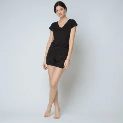 Pyjashort en maille Coton Femme noir