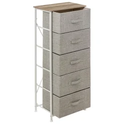 Rangement haut 5 tiroirs gris clair