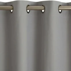 Rideau à oeillets occultant thermique natté Becquet - Gris Perle