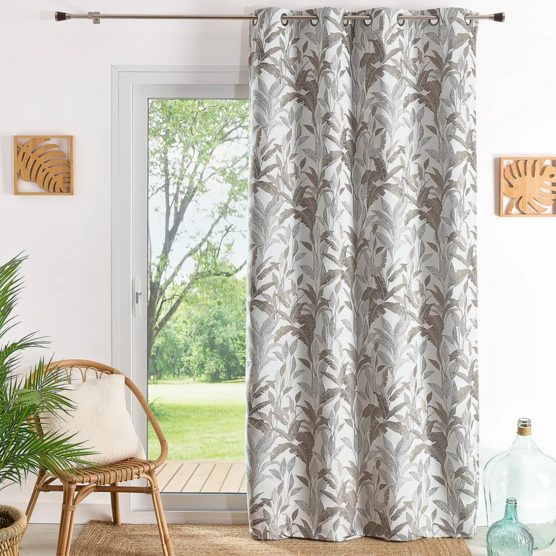 Rideau ameublement jacquard chenille 140x260 VEDILLIA - blanc