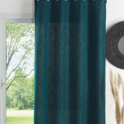 Rideau ameublement uni 140x260 - bleu paon
