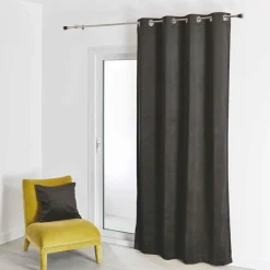 Rideau d'Ameublement en Suédine Unie Anthracite 140X260 cm SOFT