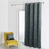 Rideau d'Ameublement Uni Anthracite 135X260 cm VELOURS