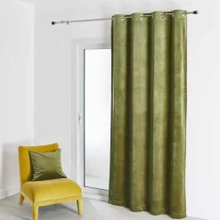 Rideau d'Ameublement Uni Kaki 135X260 cm VELOURS