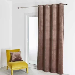 Rideau d'Ameublement Uni Taupe 135X260 cm VELOURS