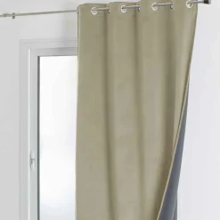 Rideau d'Ameublement Velours Double Polaire 135x280 cm VELVETA - Lin