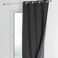 Rideau d'Ameublement Velours Double Polaire 135x280 cm VELVETA - Anthracite