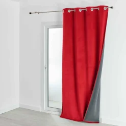 Rideau d'Ameublement Velours Double Polaire 135x280 cm VELVETA - Rouge