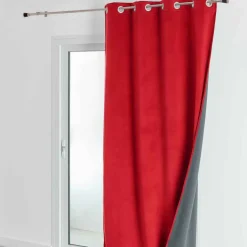 Rideau d'Ameublement Velours Double Polaire 135x280 cm VELVETA - Rouge