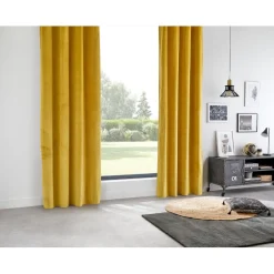 Rideau Occultant en Velours Ocre