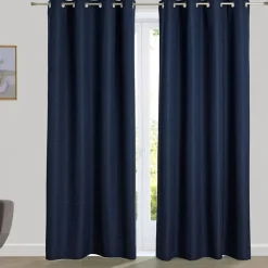 Rideau occultant thermique aspect natté Becquet - Bleu Marine