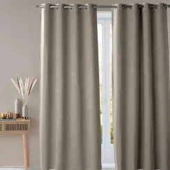 Rideau occultant thermique INTIME toucher tissu double face-beige foncé
