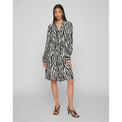Robe col chemise noir en viscose Ula
