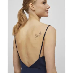 Robe col en v bleu Cleo