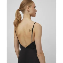 Robe col en v noir Anya