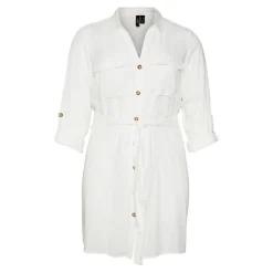Robe courte avec col chemise blanc