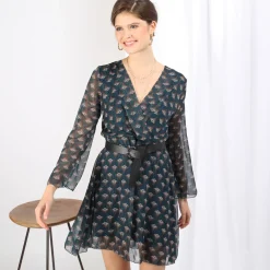 Robe courte croisée imprimée Farah