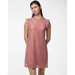 Robe courte en dentelle Colline rose Kai
