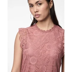 Robe courte en dentelle Colline rose Kai