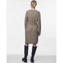 Robe courte en maille marron Ode