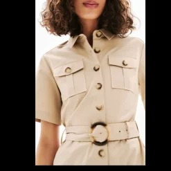 Robe courte femme taupe en coton