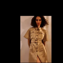 Robe courte femme taupe en coton