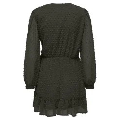 Robe courte fermeture à scratch manches longues vert foncé Ida
