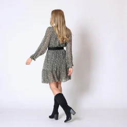 Robe courte fleurie Béatrice noir