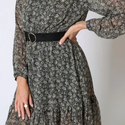Robe courte fleurie Béatrice noir