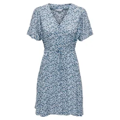 Robe courte Imprimé all over Col en V Manches courtes Au-dessus du genou bleu Gaia
