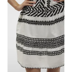 Robe courte tunique court col en v manches larges manches 3/4 blanc Zoe