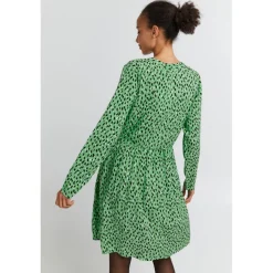 Robe courte verte manches longues en viscose